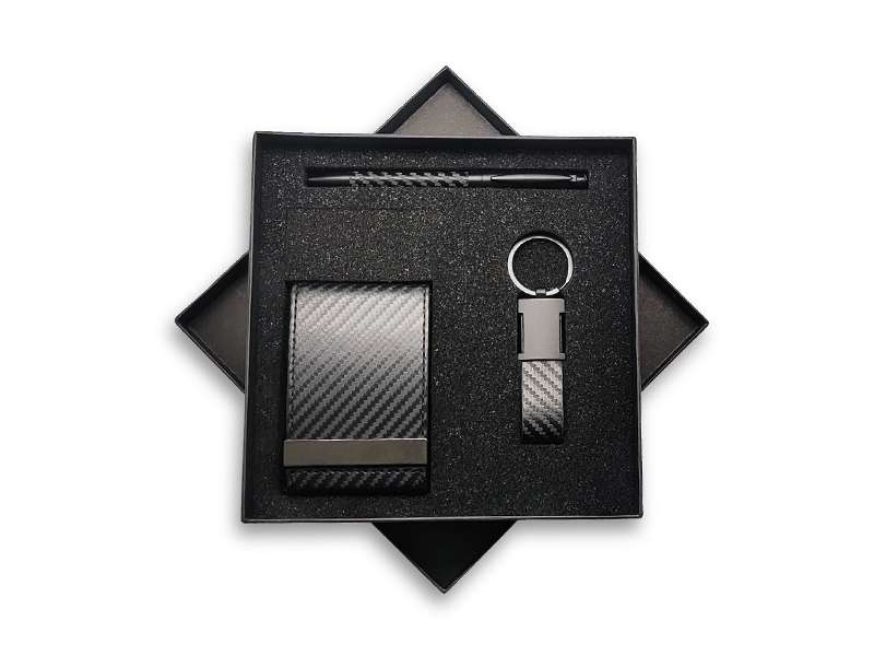 Carfi — Gift Set with Leatherette Card Holder, Pen, & Keychain