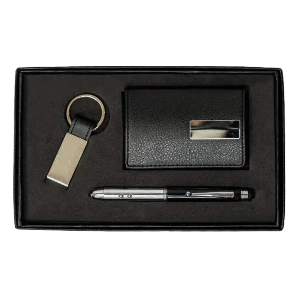 Pokebond — Gift Set with Leatherette Card Case, Multi-Functional Metal Pen & Keychain