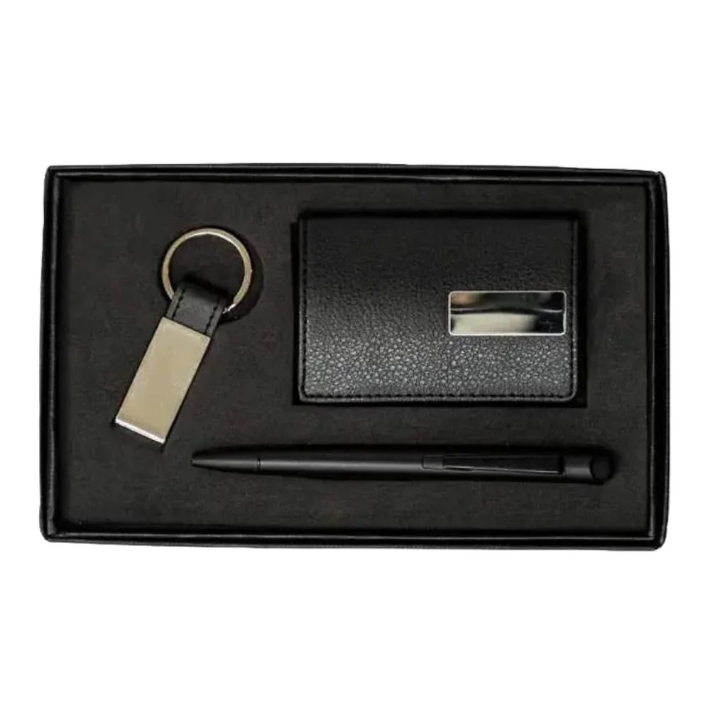 Poket — Cardcase Set with Slim Leatherette Card Case, Stylet Pen & Keychain