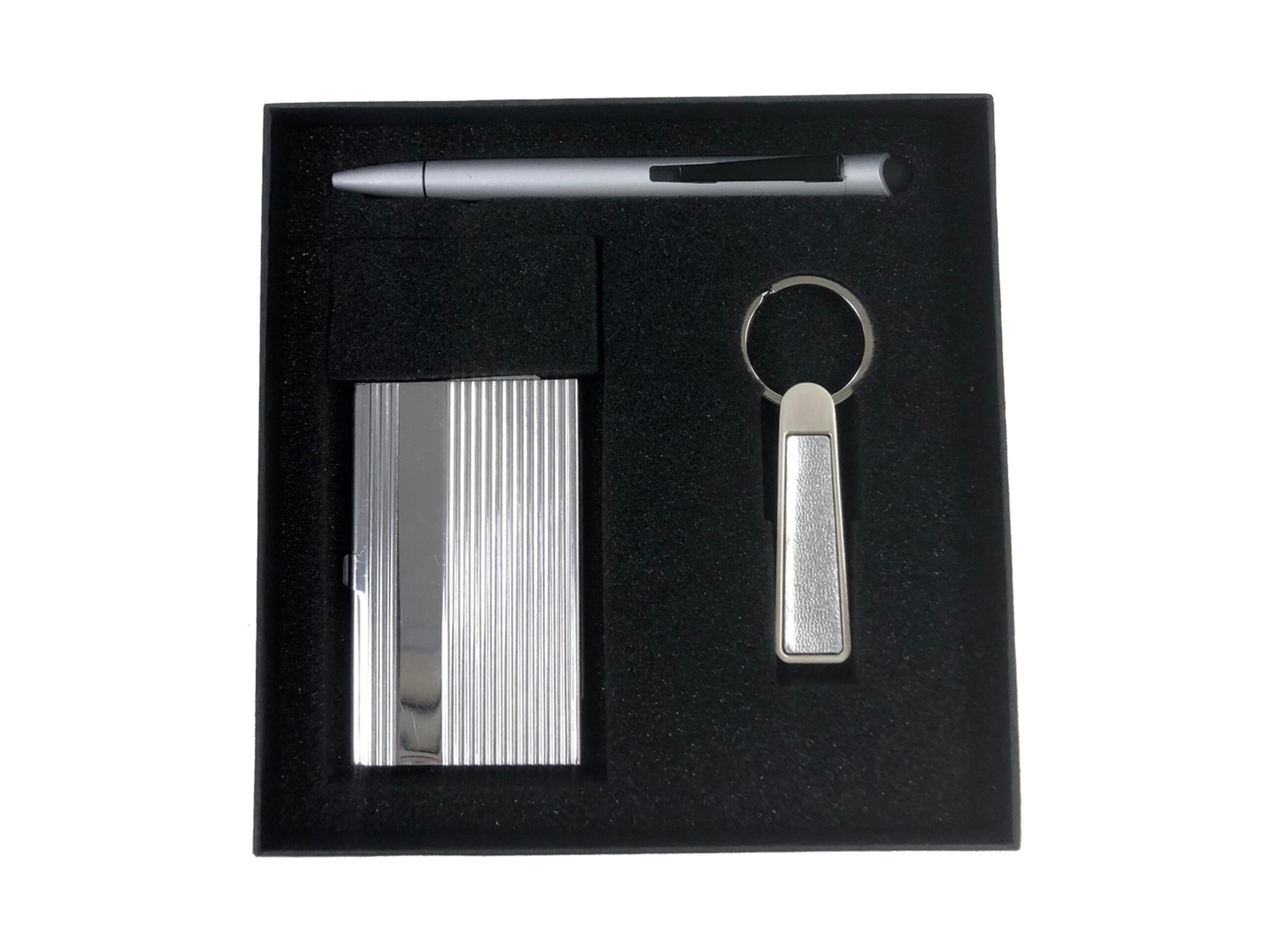 3-Piece Gift Set — Stylet, Cardcase C 002, Keychain – Silver
