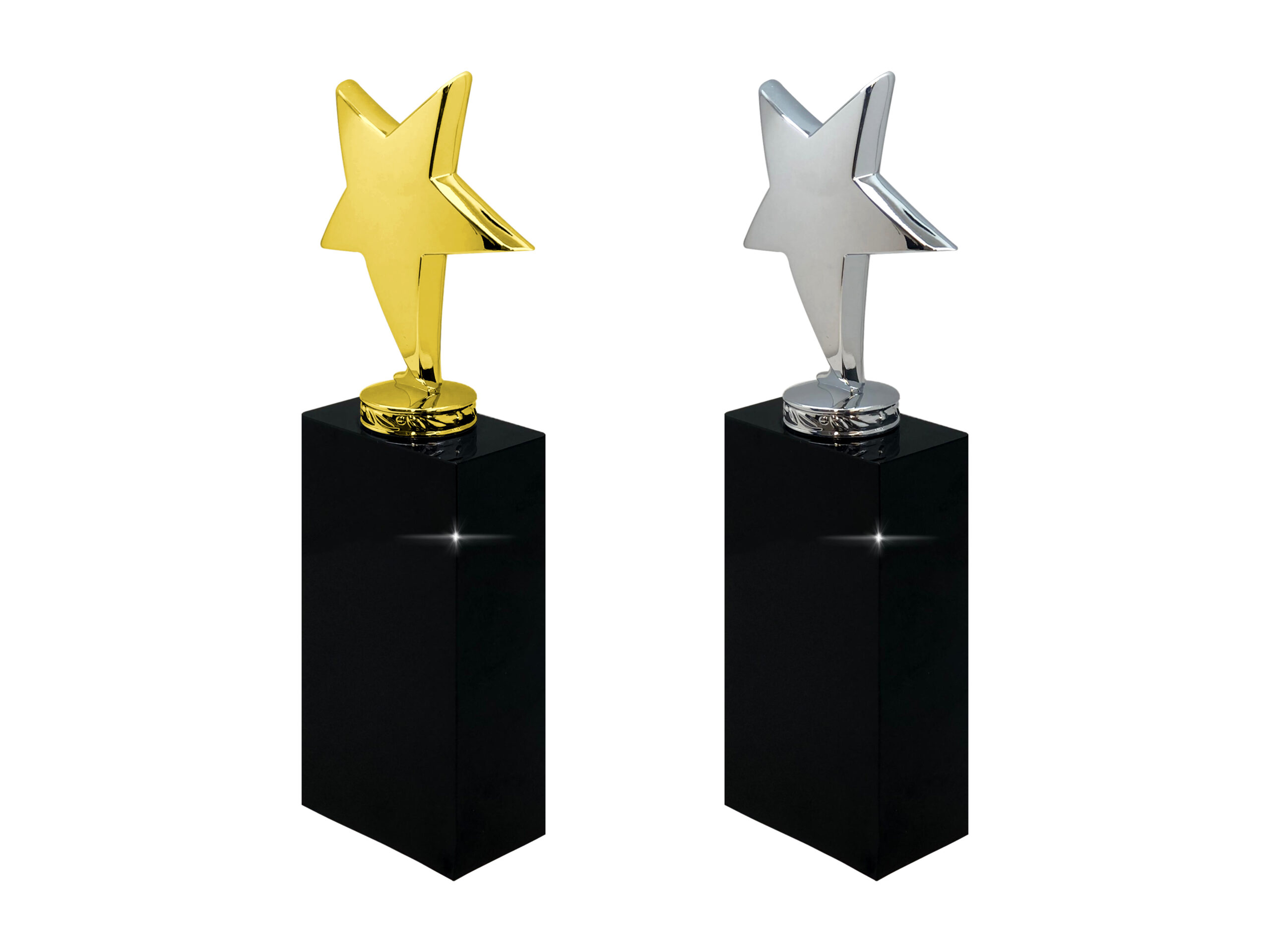 Glizz — Gold & Silver Star Trophy with Crystal Black Base